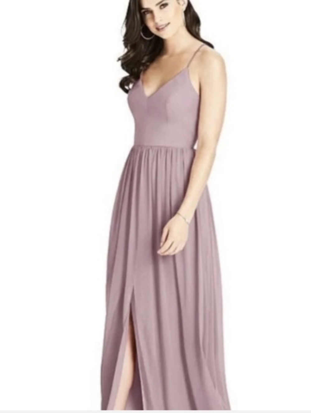 Dessy Collection  Luxury French Truffle Dusty Mauve Maxi Dress  Size 16